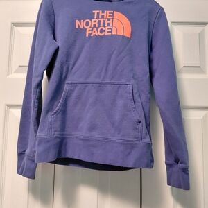 The North Face Violet Hoodie with Orange Logo